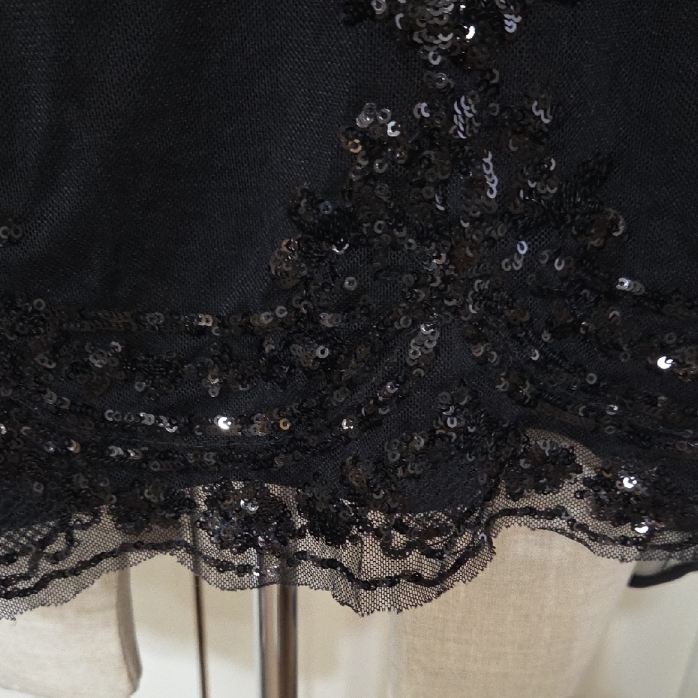 White House Black Market Black Sequin Blouse - Picture 4 of 9